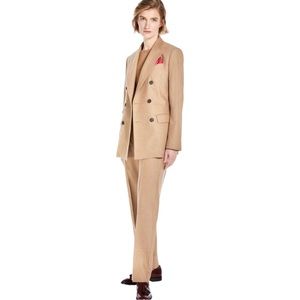 MaxMara Tan Wool and Cashmere Blend Suit Trousers Size 12